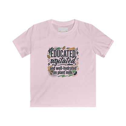 Kids Tee — "Educated, Agitated, and Well-Hydrated on Plant Milk" Graphic Tee - ConsciousValues