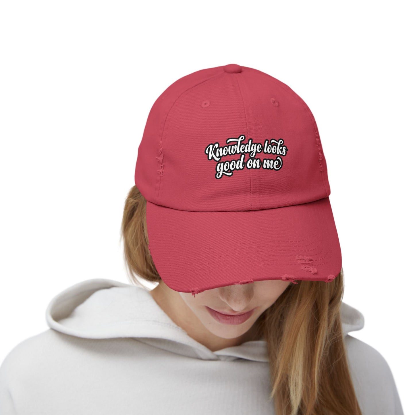 Knowledge Looks Good On Me Distressed Cap - ConsciousValues