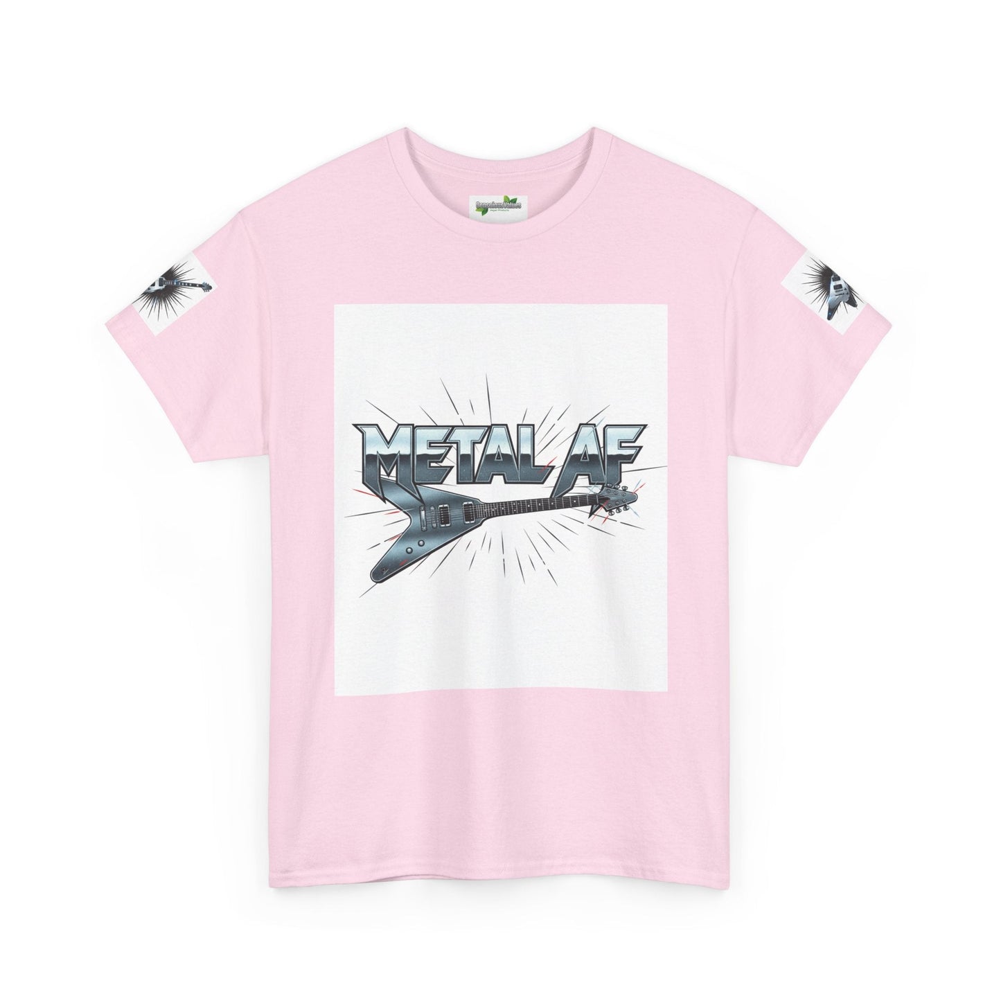 Metal AF Guitar Graphic Tee | Flying V Illustration, Retro Metal Logo - ConsciousValues