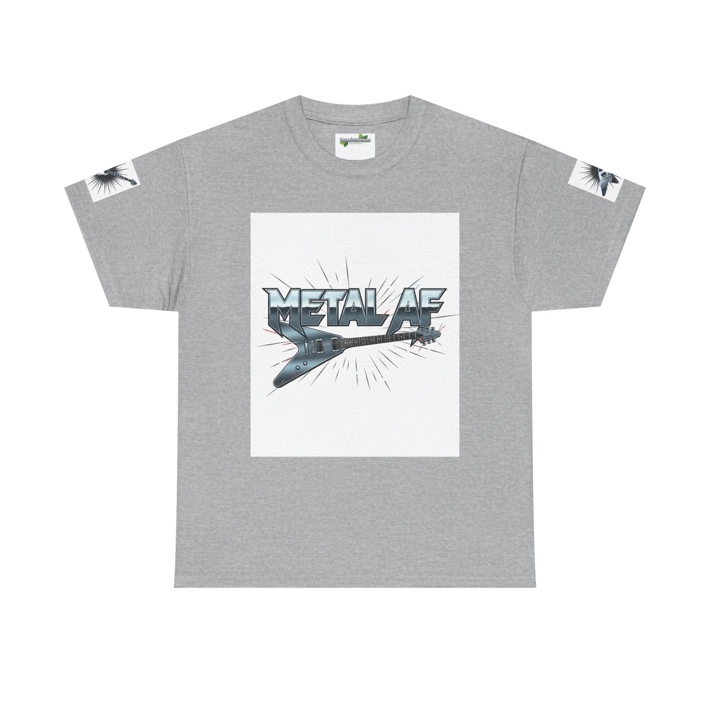 Metal AF Guitar Graphic Tee | Flying V Illustration, Retro Metal Logo - ConsciousValues