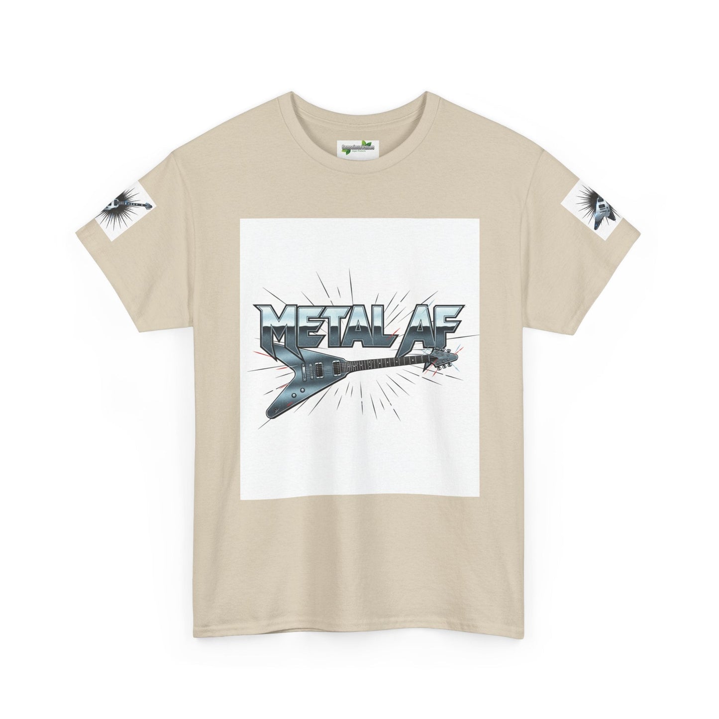 Metal AF Guitar Graphic Tee | Flying V Illustration, Retro Metal Logo - ConsciousValues