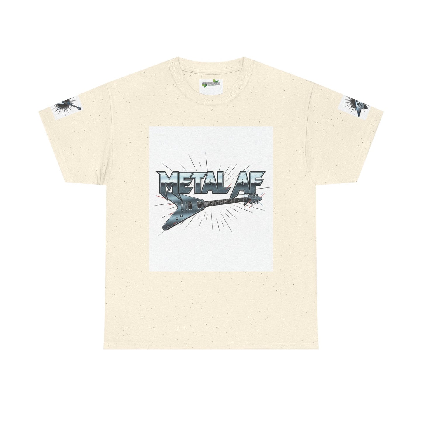 Metal AF Guitar Graphic Tee | Flying V Illustration, Retro Metal Logo - ConsciousValues