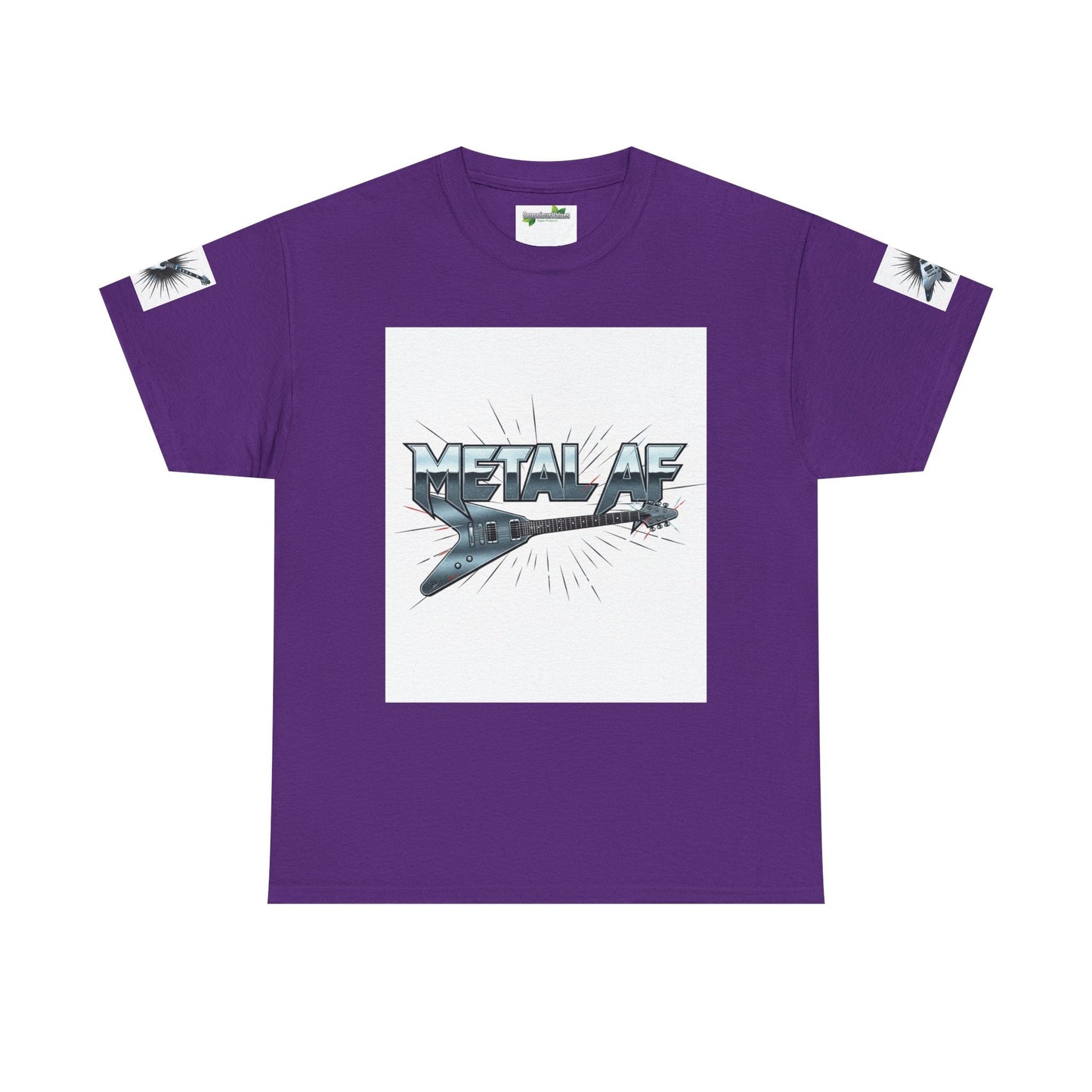 Metal AF Guitar Graphic Tee | Flying V Illustration, Retro Metal Logo - ConsciousValues