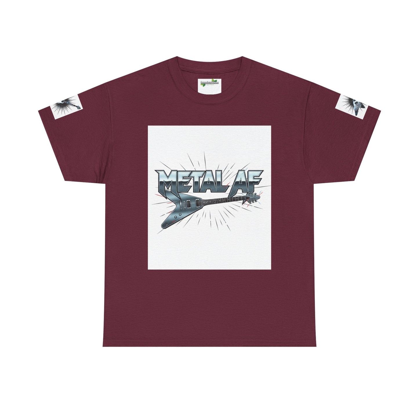 Metal AF Guitar Graphic Tee | Flying V Illustration, Retro Metal Logo - ConsciousValues