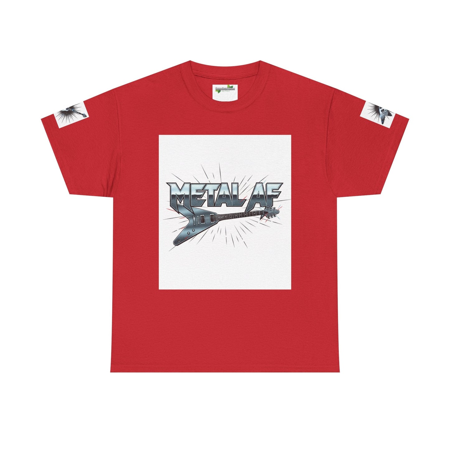 Metal AF Guitar Graphic Tee | Flying V Illustration, Retro Metal Logo - ConsciousValues