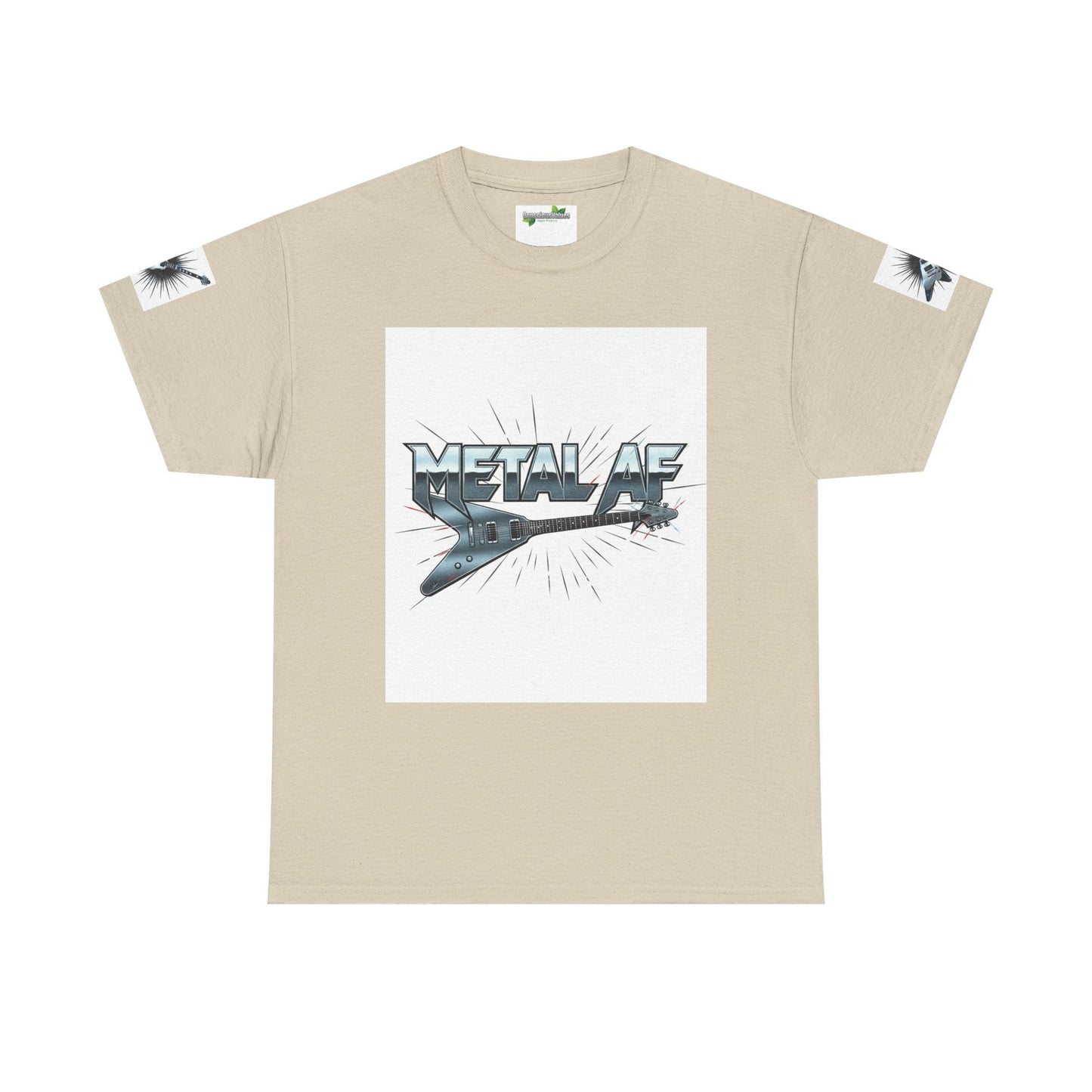 Metal AF Guitar Graphic Tee | Flying V Illustration, Retro Metal Logo - ConsciousValues