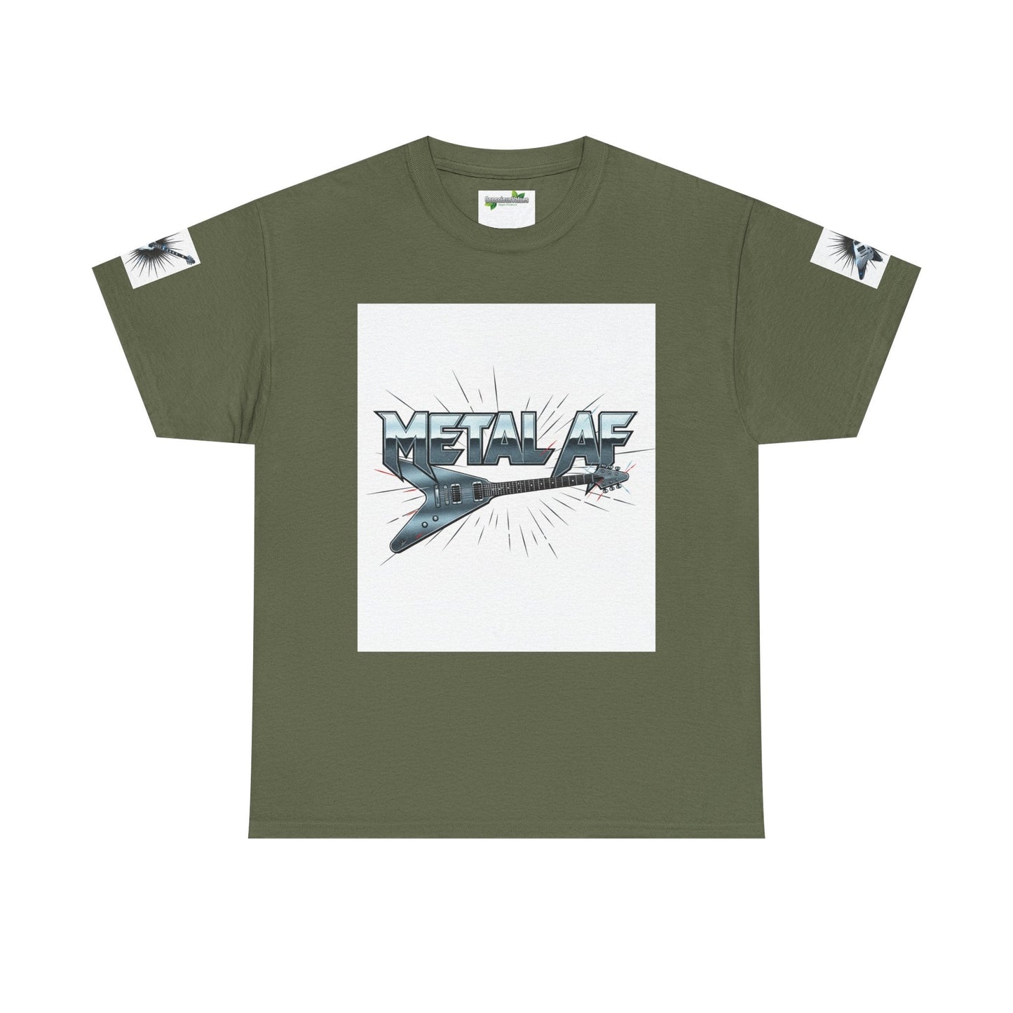 Metal AF Guitar Graphic Tee | Flying V Illustration, Retro Metal Logo - ConsciousValues