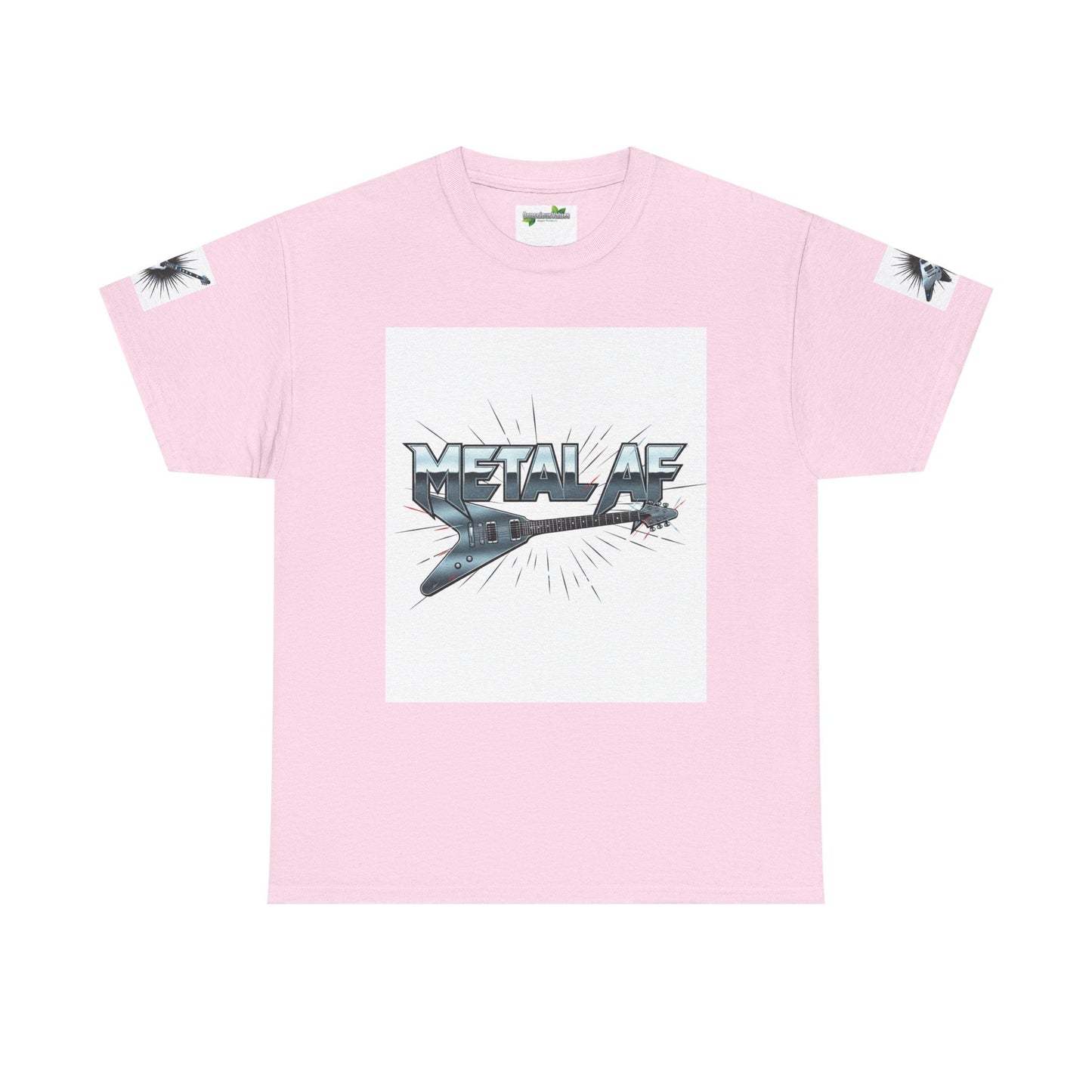 Metal AF Guitar Graphic Tee | Flying V Illustration, Retro Metal Logo - ConsciousValues