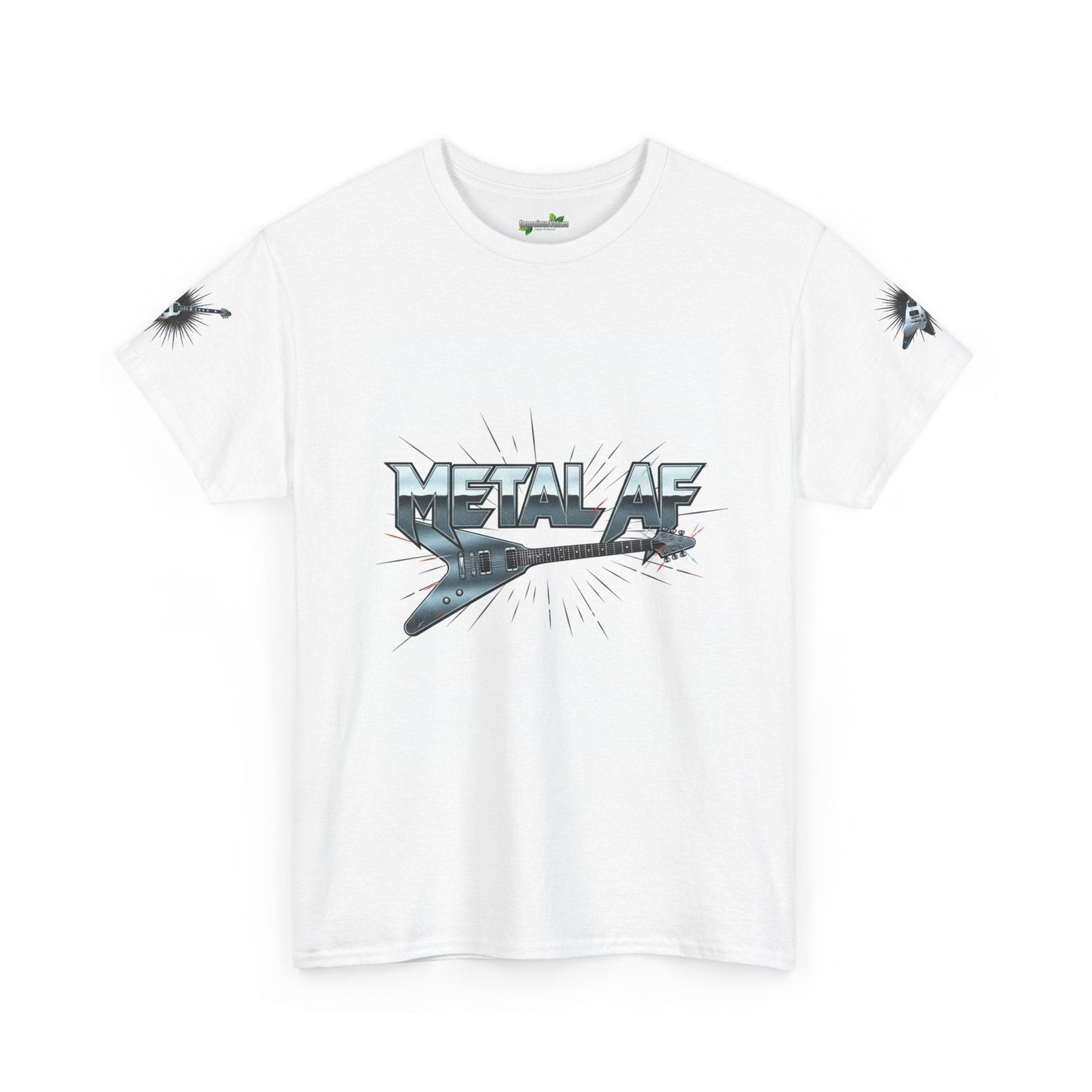 Metal AF Guitar Graphic Tee | Flying V Illustration, Retro Metal Logo - ConsciousValues