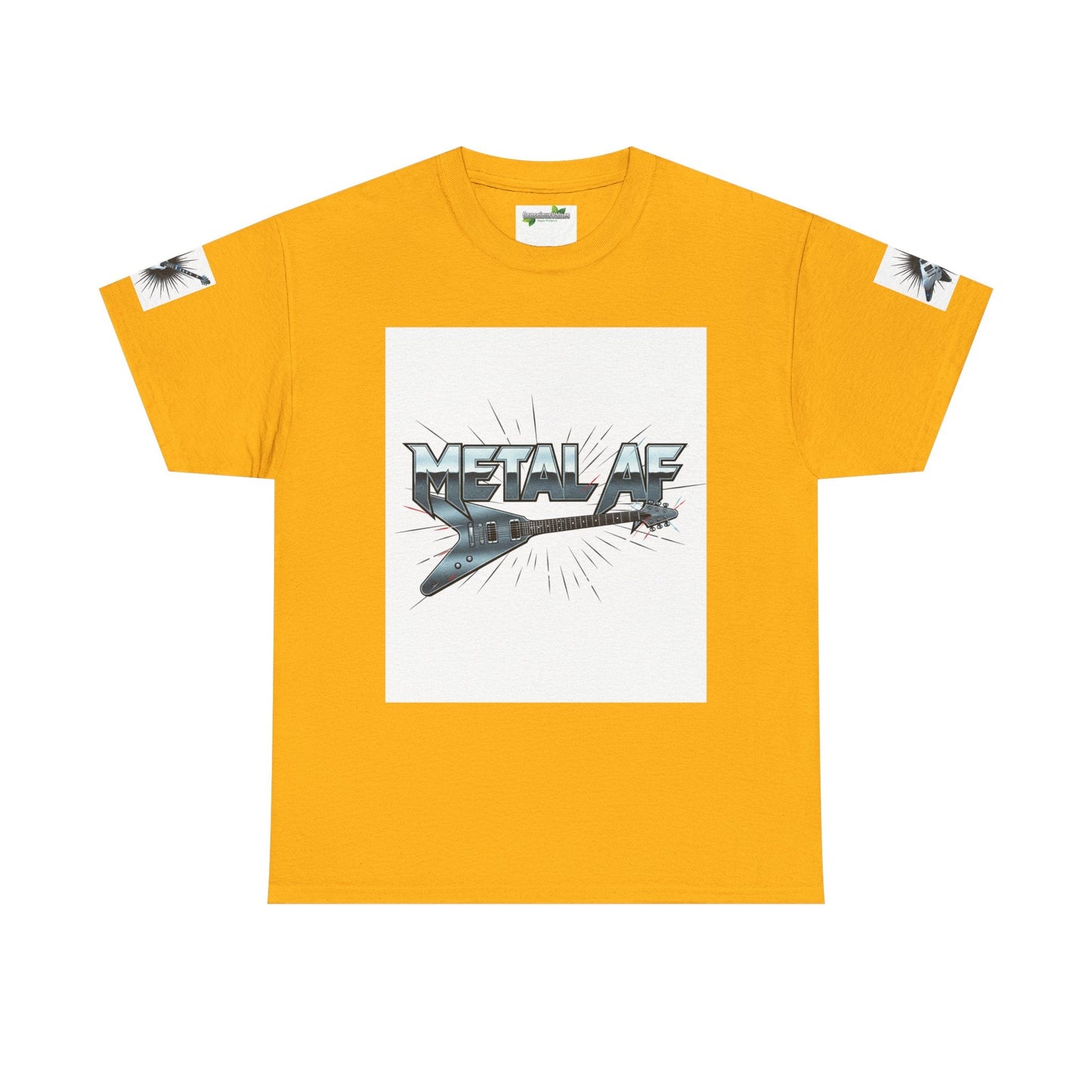 Metal AF Guitar Graphic Tee | Flying V Illustration, Retro Metal Logo - ConsciousValues