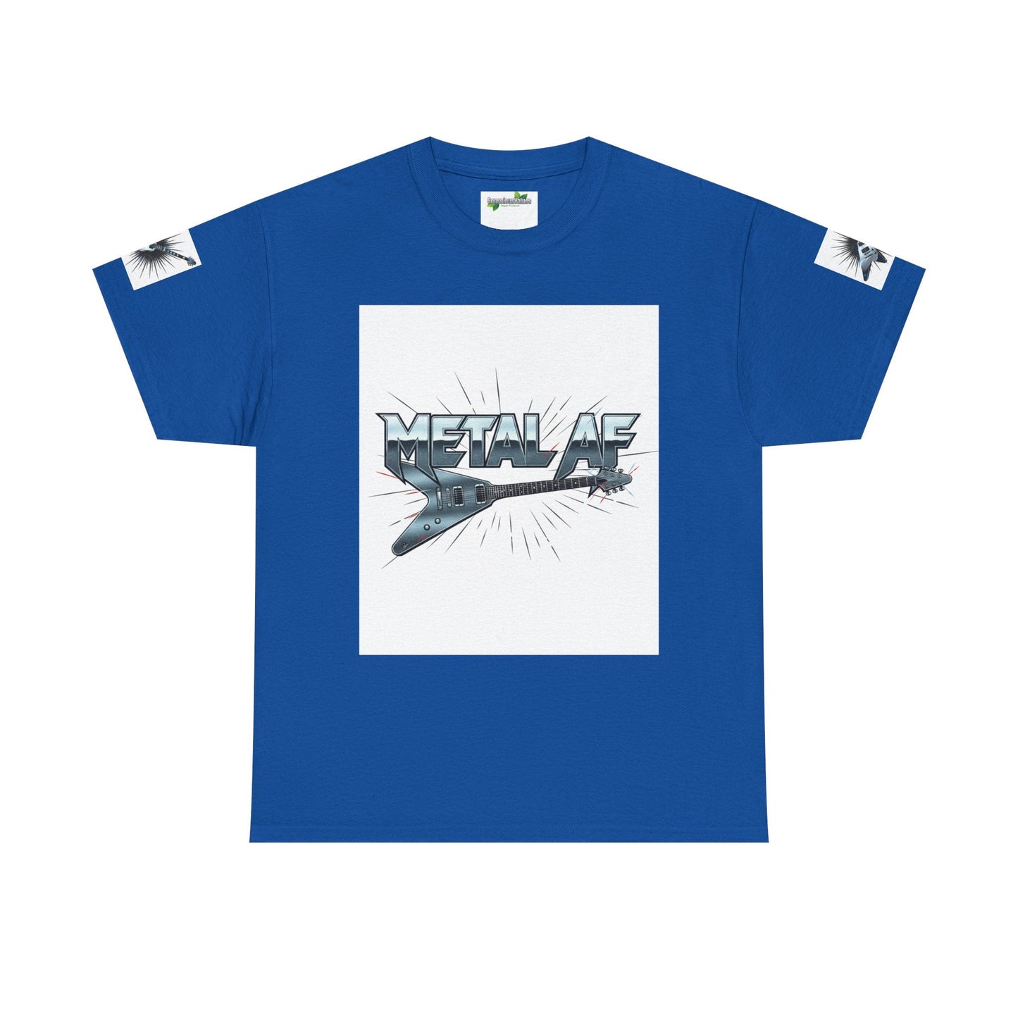Metal AF Guitar Graphic Tee | Flying V Illustration, Retro Metal Logo - ConsciousValues