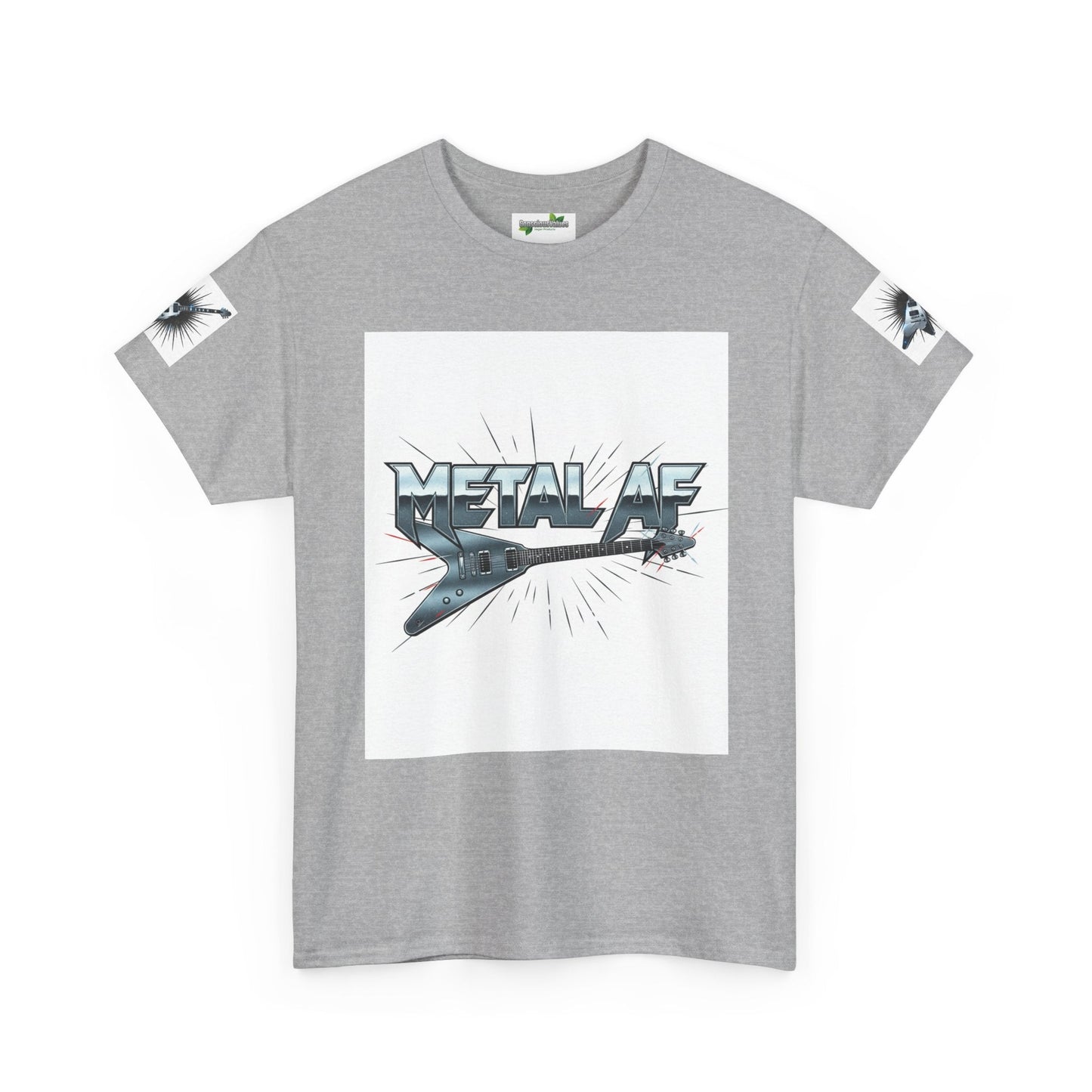 Metal AF Guitar Graphic Tee | Flying V Illustration, Retro Metal Logo - ConsciousValues