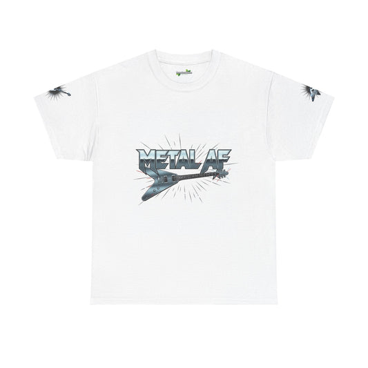 Metal AF Guitar Graphic Tee | Flying V Illustration, Retro Metal Logo - ConsciousValues