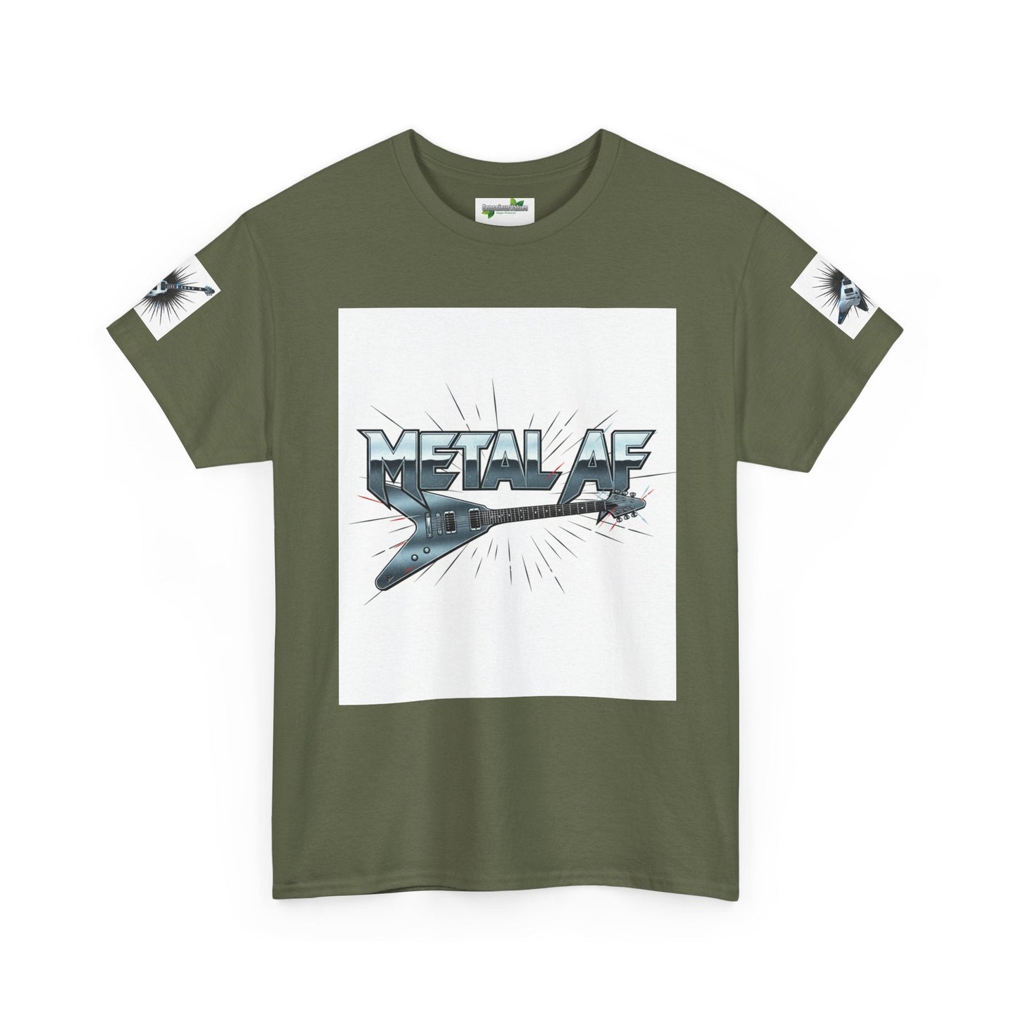 Metal AF Guitar Graphic Tee | Flying V Illustration, Retro Metal Logo - ConsciousValues
