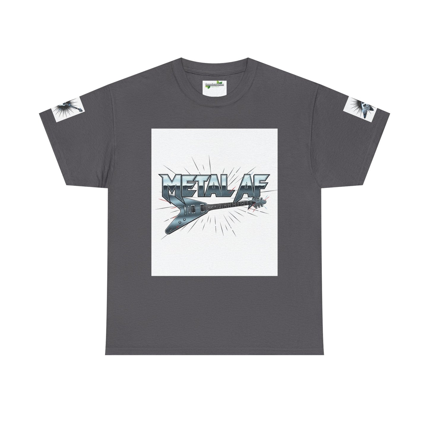 Metal AF Guitar Graphic Tee | Flying V Illustration, Retro Metal Logo - ConsciousValues