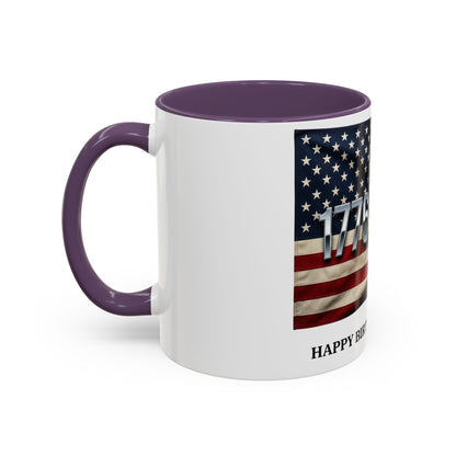 Patriotic Coffee Mug — 1776 - 2026 American Flag “Happy Birthday America!” - ConsciousValues