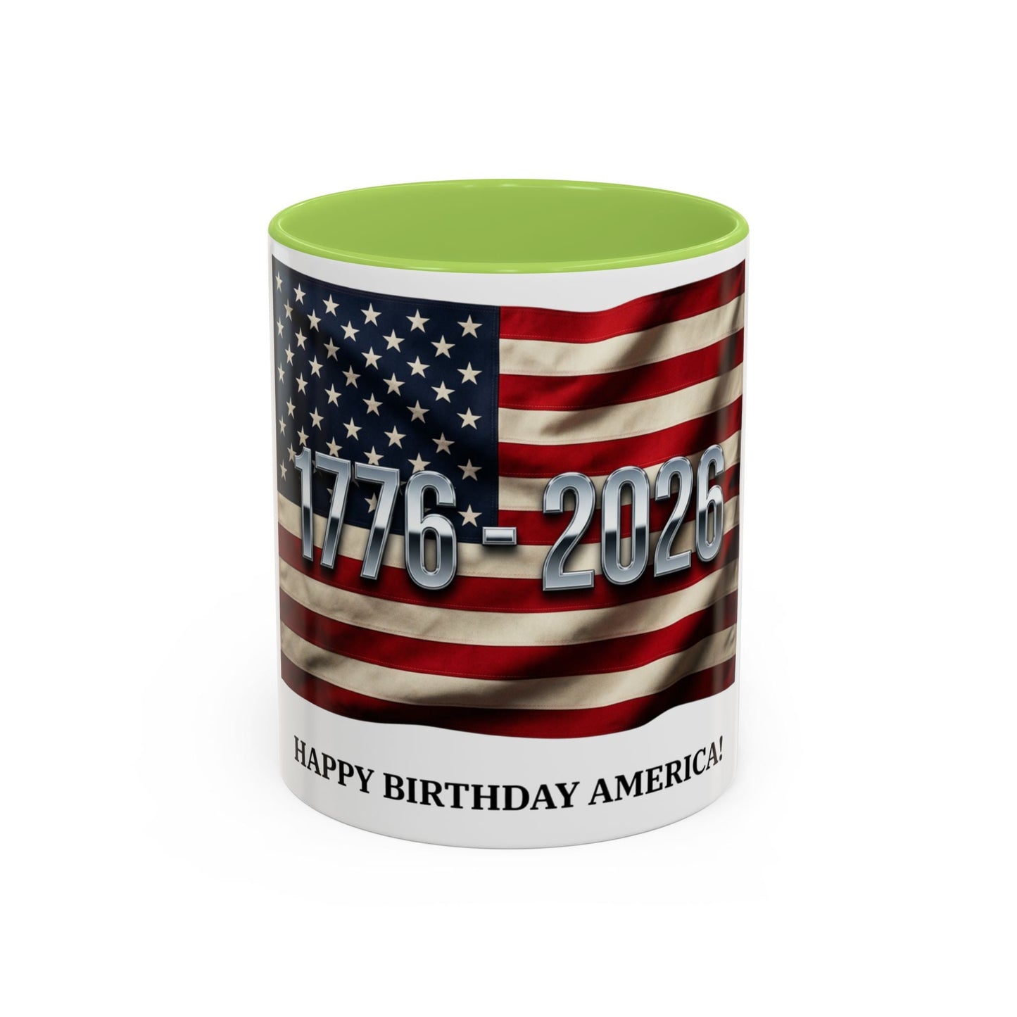 Patriotic Coffee Mug — 1776 - 2026 American Flag “Happy Birthday America!” - ConsciousValues