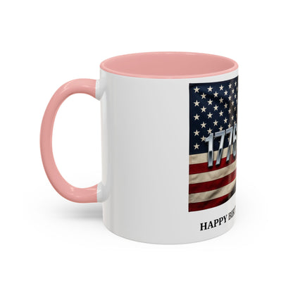 Patriotic Coffee Mug — 1776 - 2026 American Flag “Happy Birthday America!” - ConsciousValues
