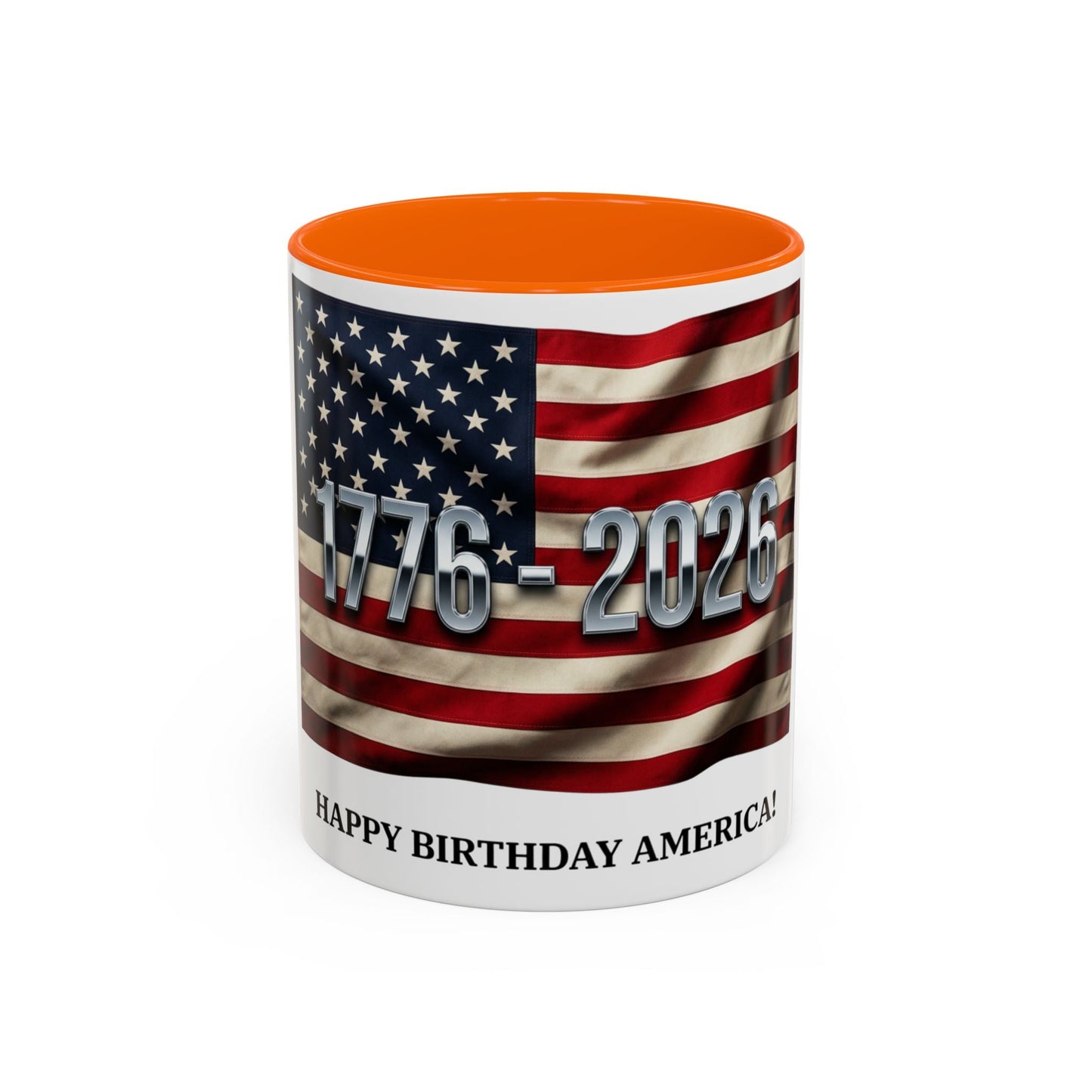 Patriotic Coffee Mug — 1776 - 2026 American Flag “Happy Birthday America!” - ConsciousValues