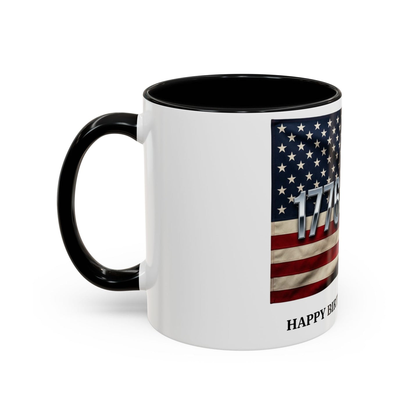 Patriotic Coffee Mug — 1776 - 2026 American Flag “Happy Birthday America!” - ConsciousValues