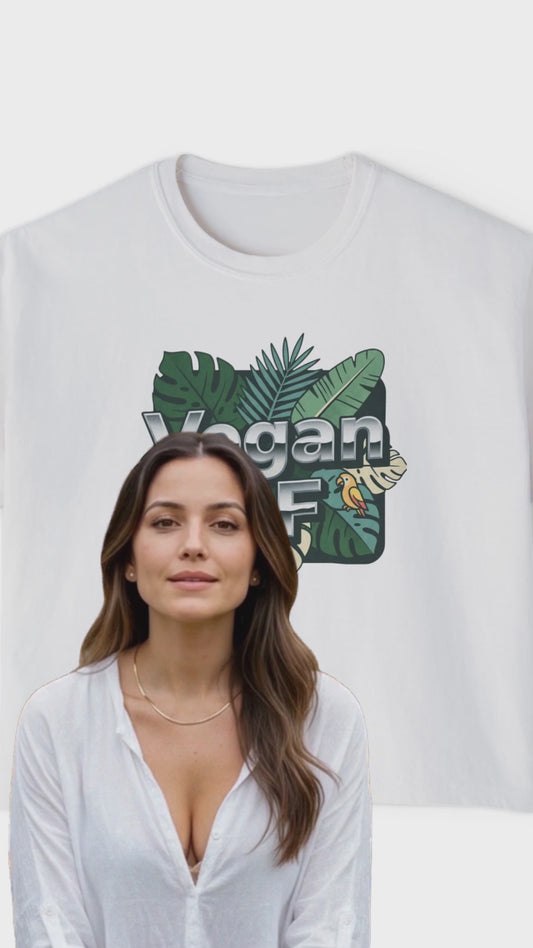Vegan AF Boxy Tee Show Your Vegan Pride – Tropical Leaf Veganism Inspired Graphic Women's Shirt