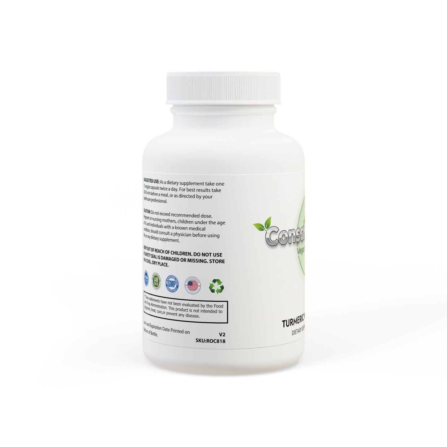 Turmeric with BioPerine® (Black Pepper Fruit Extract) Supplement (60 Capsules) - ConsciousValues