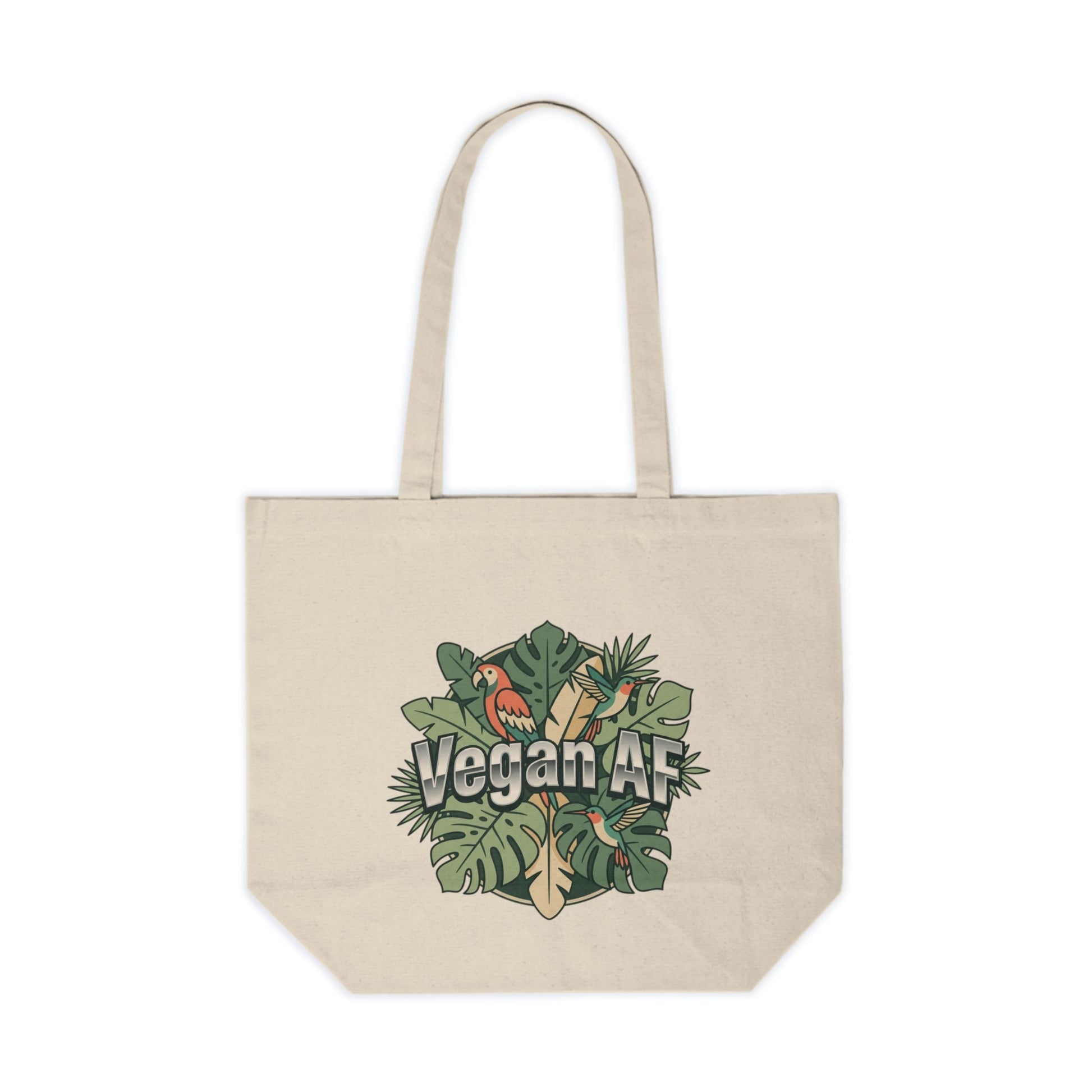 Vegan AF Canvas Tote — Eco - Friendly Grocery & Market Bag with Tropical Leaf Design - ConsciousValues