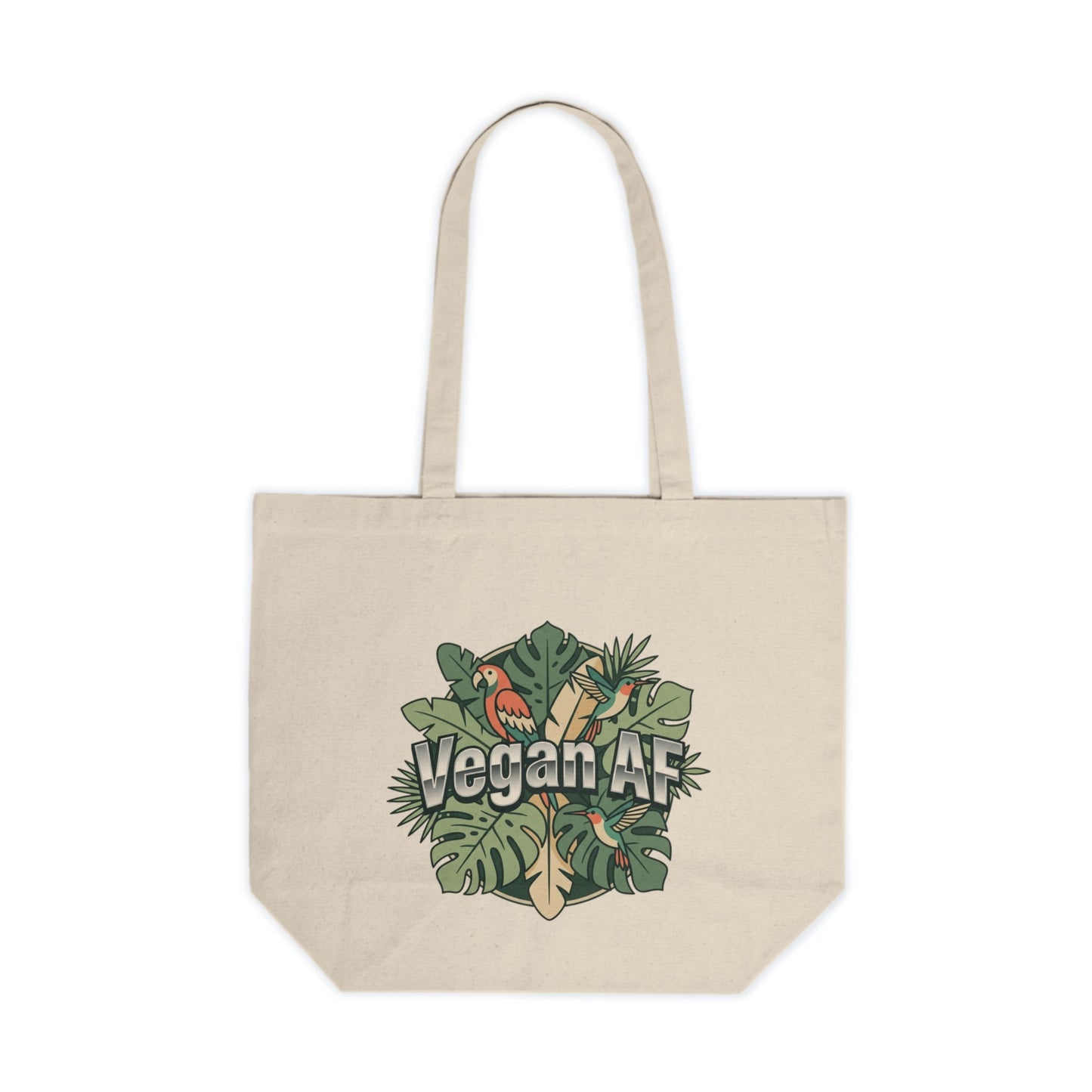Vegan AF Canvas Tote — Eco - Friendly Grocery & Market Bag with Tropical Leaf Design - ConsciousValues