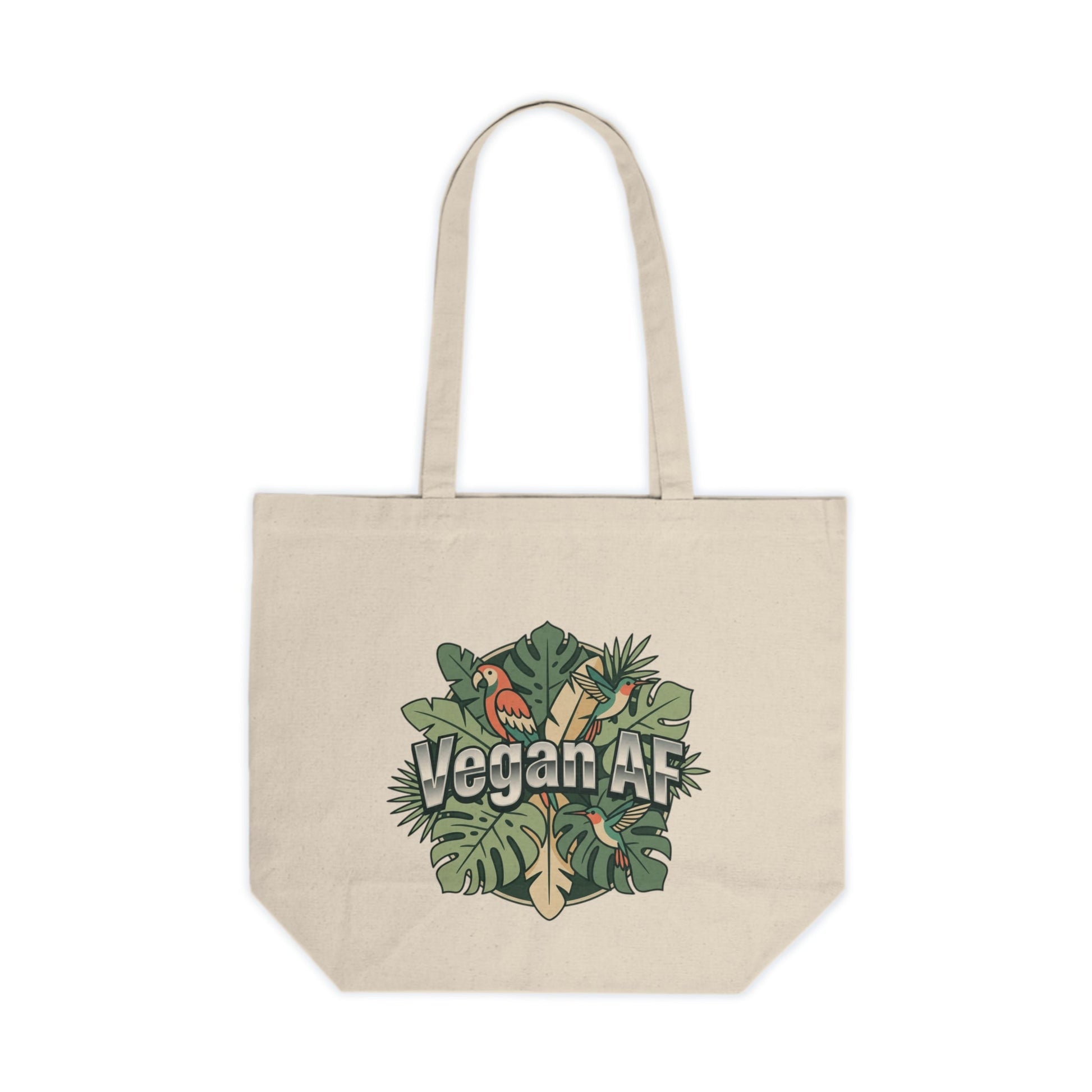 Vegan AF Canvas Tote — Eco - Friendly Grocery & Market Bag with Tropical Leaf Design - ConsciousValues
