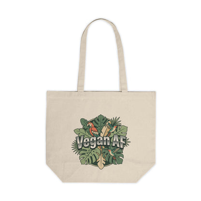 Vegan AF Canvas Tote — Eco - Friendly Grocery & Market Bag with Tropical Leaf Design - ConsciousValues
