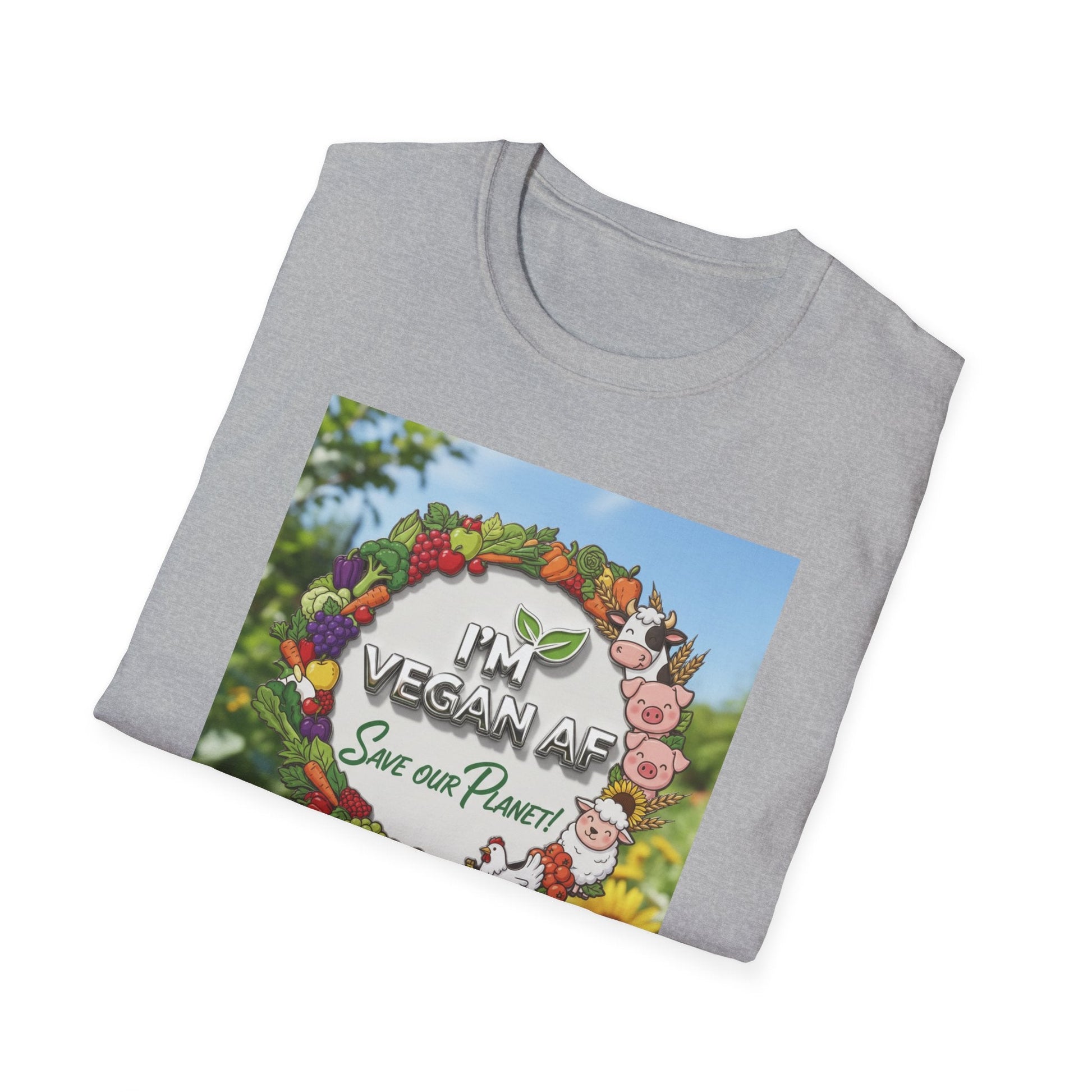 Vegan AF Garden Floral T‑Shirt — "I’m Vegan AF, Save Our Planet" Eco Floral Tee - ConsciousValues