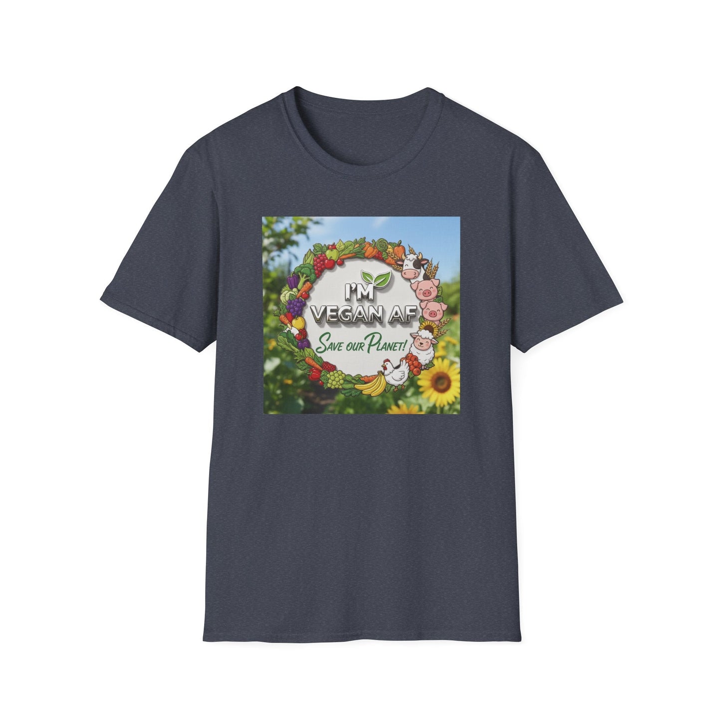 Vegan AF Garden Floral T‑Shirt — "I’m Vegan AF, Save Our Planet" Eco Floral Tee - ConsciousValues