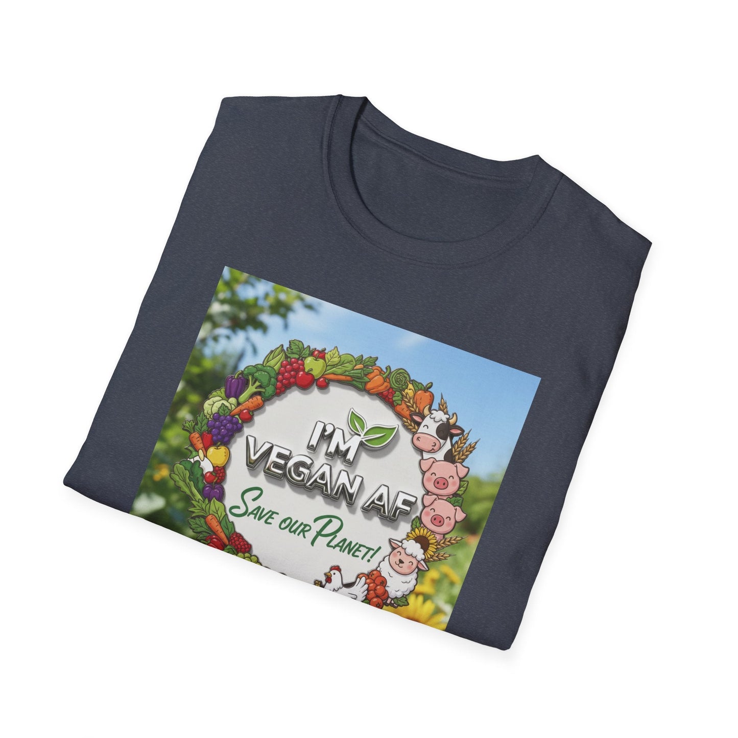 Vegan AF Garden Floral T‑Shirt — "I’m Vegan AF, Save Our Planet" Eco Floral Tee - ConsciousValues