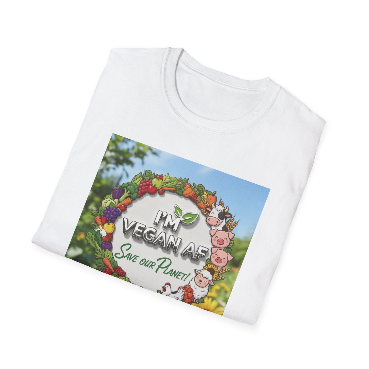 Vegan AF Garden Floral T‑Shirt — "I’m Vegan AF, Save Our Planet" Eco Floral Tee - ConsciousValues