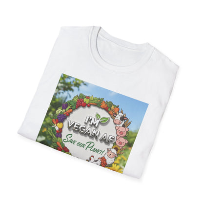 Vegan AF Garden Floral T‑Shirt — "I’m Vegan AF, Save Our Planet" Eco Floral Tee - ConsciousValues