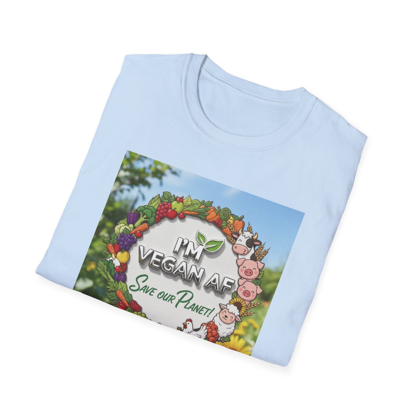 Vegan AF Garden Floral T‑Shirt — "I’m Vegan AF, Save Our Planet" Eco Floral Tee - ConsciousValues