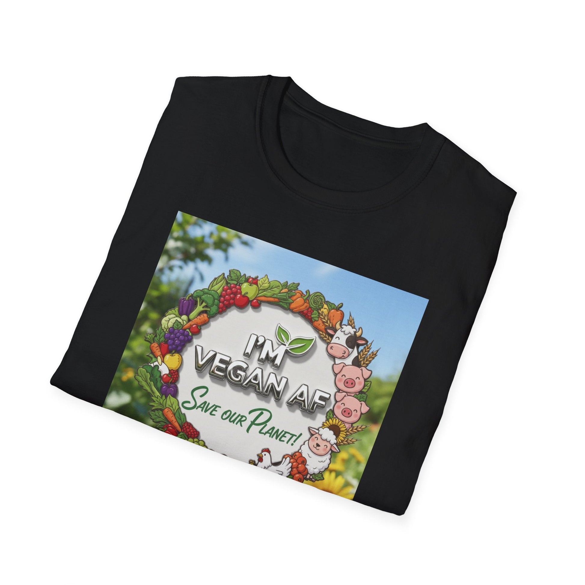 Vegan AF Garden Floral T‑Shirt — "I’m Vegan AF, Save Our Planet" Eco Floral Tee - ConsciousValues