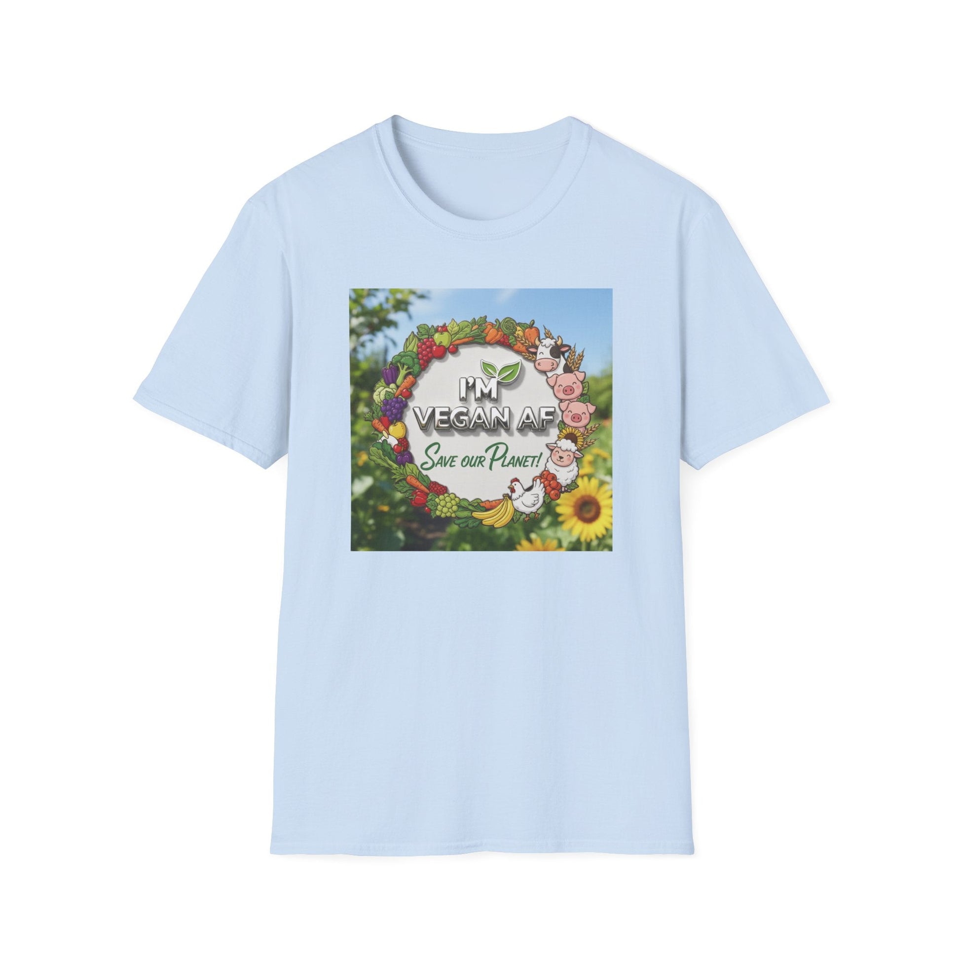 Vegan AF Garden Floral T‑Shirt — "I’m Vegan AF, Save Our Planet" Eco Floral Tee - ConsciousValues