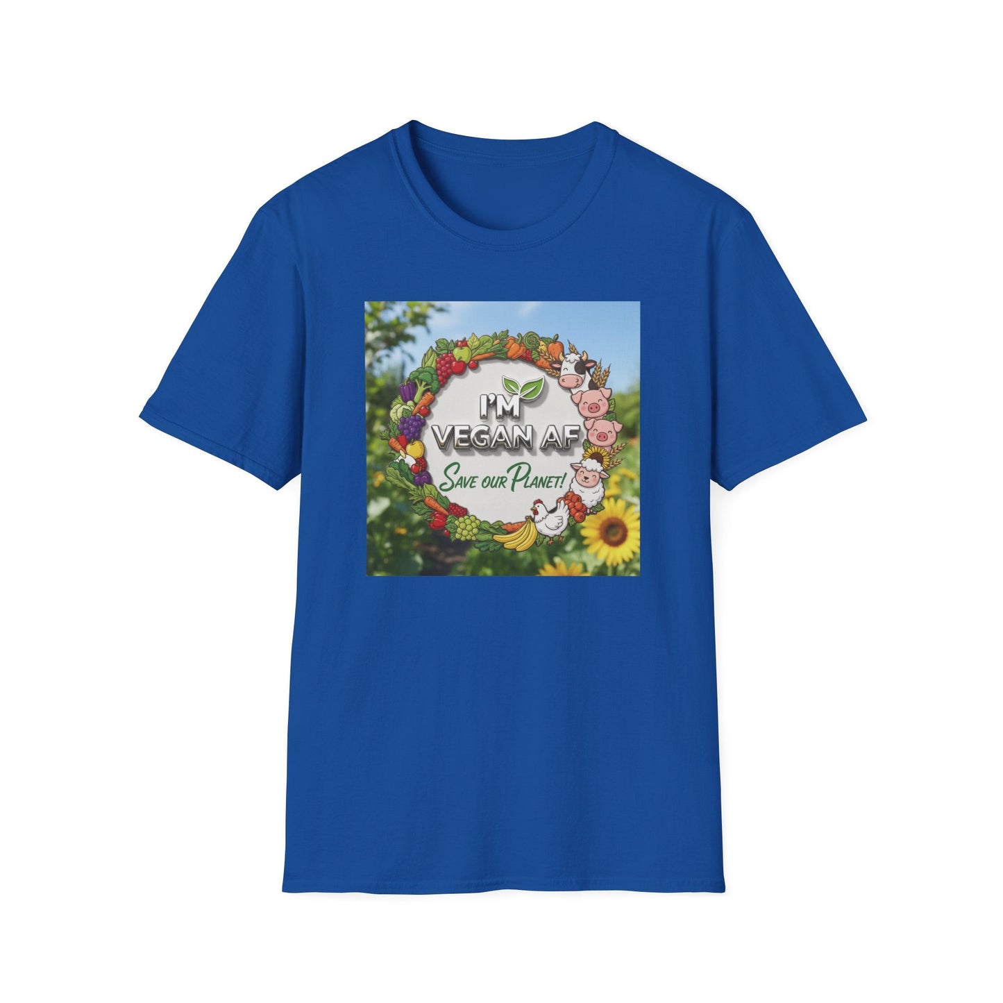 Vegan AF Garden Floral T‑Shirt — "I’m Vegan AF, Save Our Planet" Eco Floral Tee - ConsciousValues