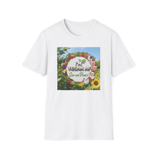Vegan AF Garden Floral T‑Shirt — "I’m Vegan AF, Save Our Planet" Eco Floral Tee - ConsciousValues