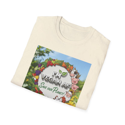 Vegan AF Garden Floral T‑Shirt — "I’m Vegan AF, Save Our Planet" Eco Floral Tee - ConsciousValues