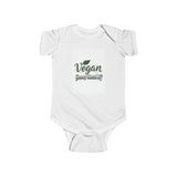 Vegan Baby Bodysuit - "Vegan & Heavy Meetal AF" Green Leaf Infant Onesie - ConsciousValues