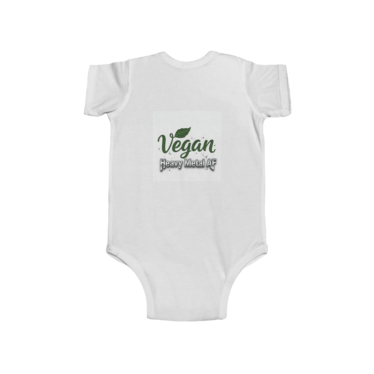 Vegan Baby Bodysuit - "Vegan & Heavy Metal AF" Green Leaf Infant bodysuit - ConsciousValues