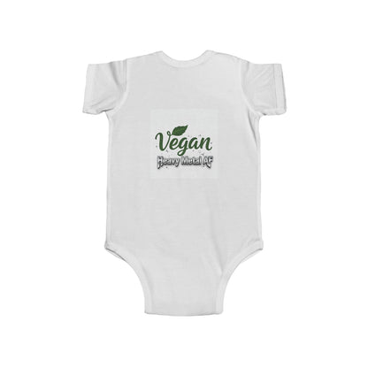 Vegan Baby Bodysuit - "Vegan & Heavy Metal AF" Green Leaf Infant bodysuit - ConsciousValues