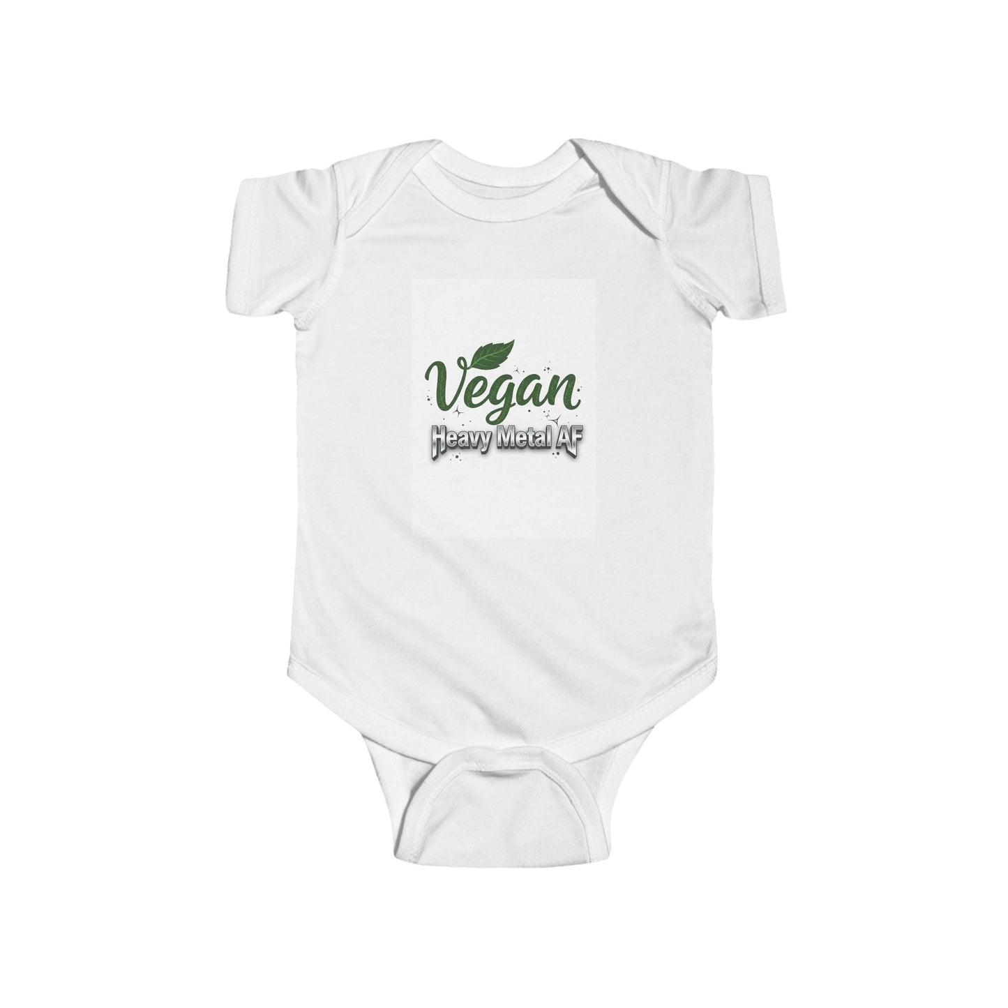 Vegan Baby Bodysuit - "Vegan & Heavy Metal AF" Green Leaf Infant bodysuit - ConsciousValues