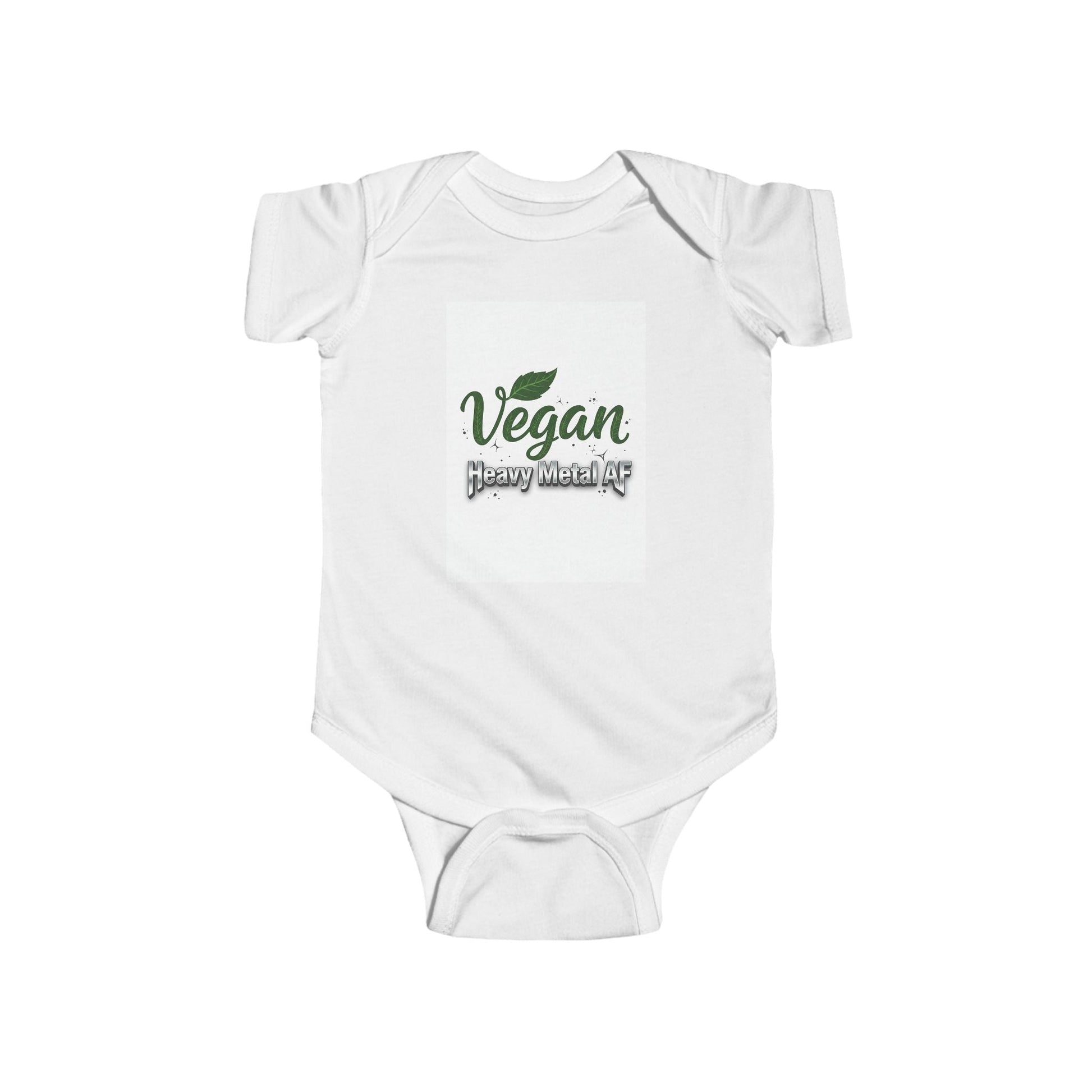 Vegan Baby Bodysuit - "Vegan & Heavy Metal AF" Green Leaf Infant bodysuit - ConsciousValues