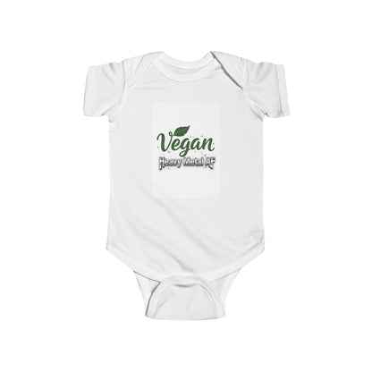 Vegan Baby Bodysuit - "Vegan & Heavy Metal AF" Green Leaf Infant bodysuit - ConsciousValues