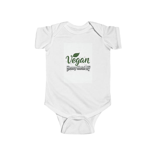 Vegan Baby Bodysuit - "Vegan & Heavy Metal AF" Green Leaf Infant bodysuit - ConsciousValues