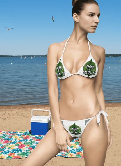 Vegan & Heavy Metal AF Bikini — Women's Tie - Side Two - Piece - Personalizable! Add Your Own Text and Graphics! - ConsciousValues