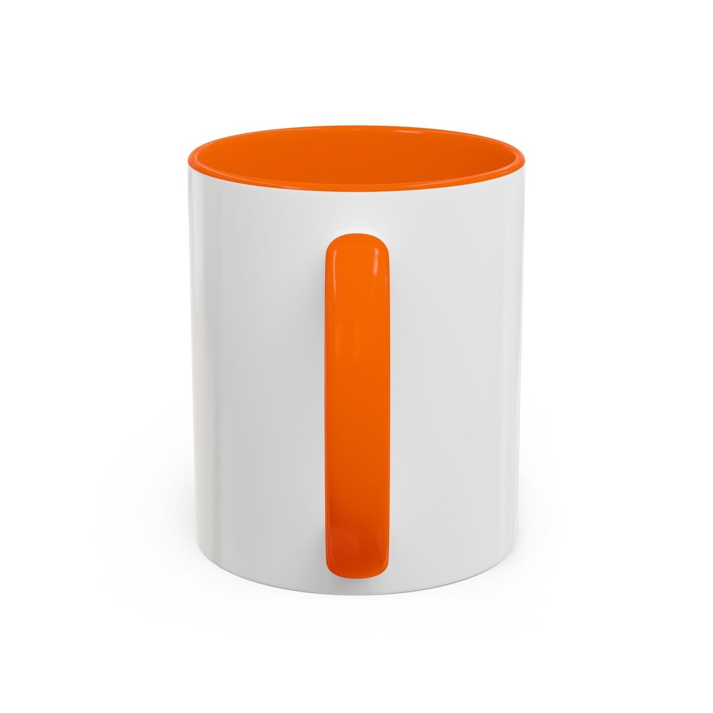 Vegan Heavy Metal Logo mug with leafy text and lightning bolts on white ceramic with colored handle